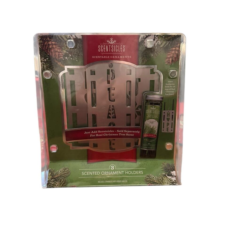 Scentsicles Scented Ornament Holders Silver Christmas HOPE PEACE JOY Refillable